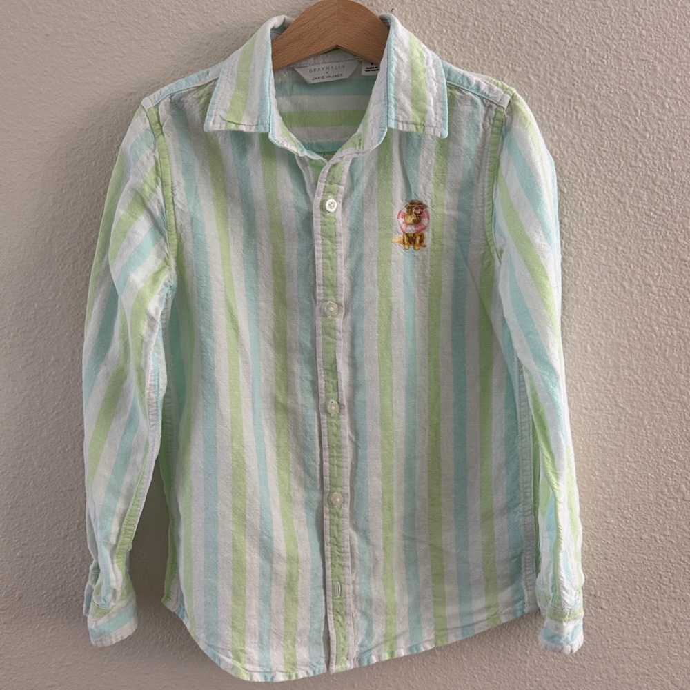 Janie and Jack Pastel Striped Button Down Shirt